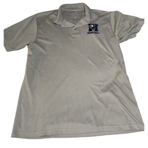 C2 Sport Basketball Polo Shirt Mens Large Gray Excellent Lion Mascot Embroidered